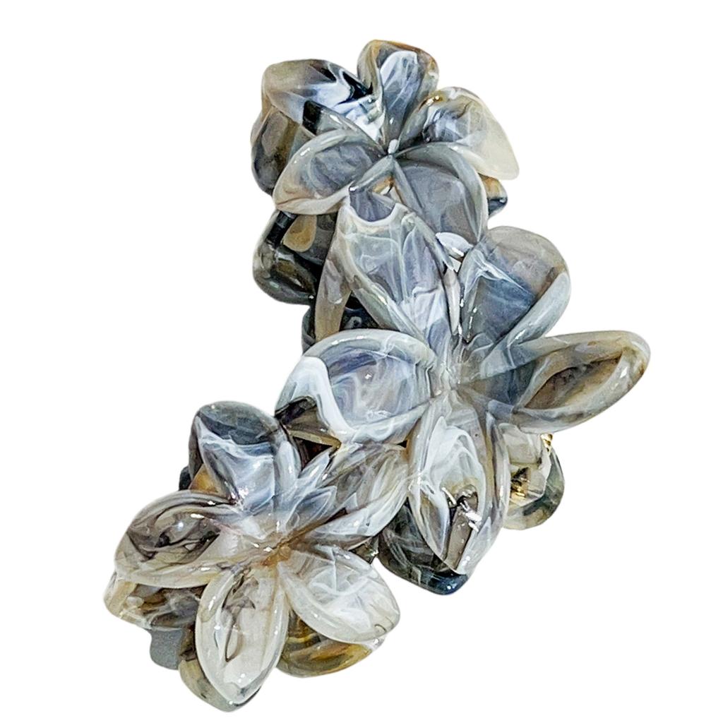 Элегантный мраморный зажим-краб для волос с франжипани, многоцветный вариант, практичный полимерный аксессуар для волос на каждый день