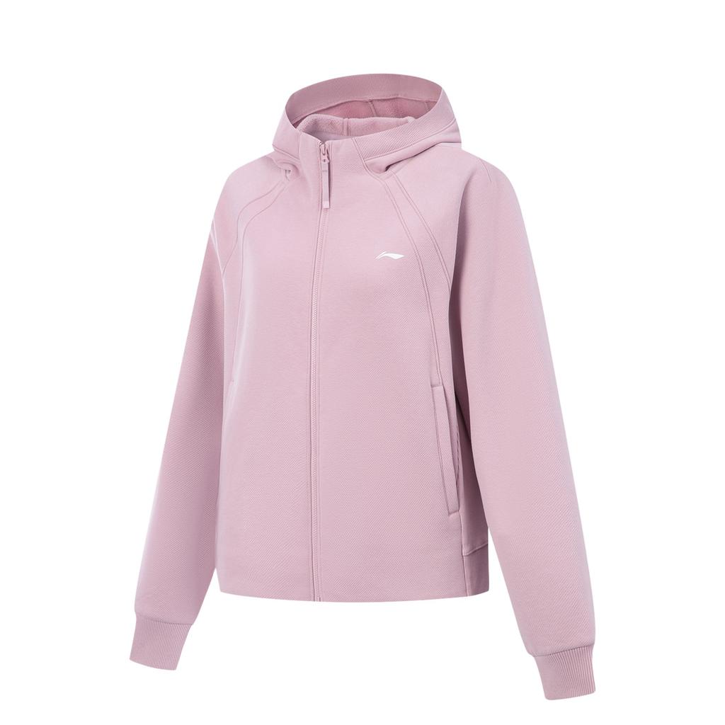 Li Ning Fitness Series Fleece Warm Loose Hooded Sports Casual Long Sleeve Sweatshirt Women Sweatshirt AWDV944-5