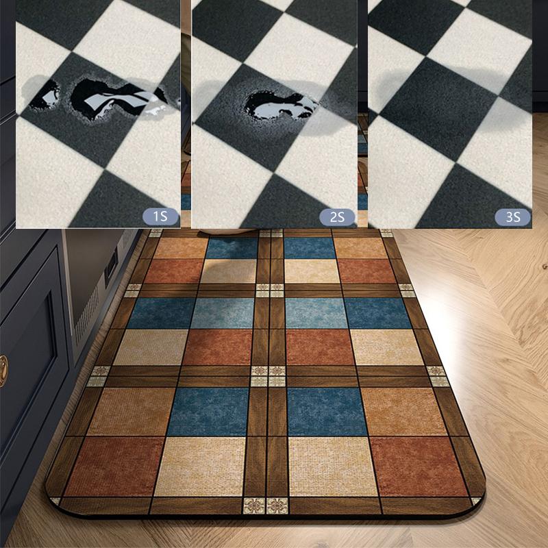 Kitchen Carpet Non-slip Absorbent Floor Mat Home Decoration American Retro Long Strip Rug Water-absorbent Quick-drying Area Rugs