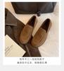 Ретро мягкие клейкие лоферы для женщин, осенние и зимние, новая модель с круглым носком и плюшевые ботинки-шапки