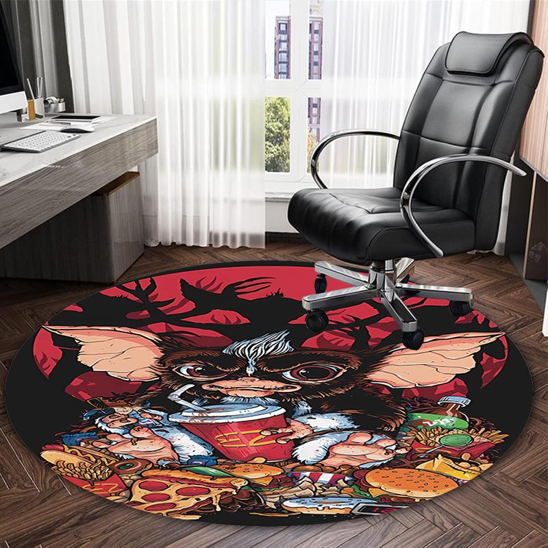 1pc Gremlin2 Print Round Carpet Chair Round Carpet Suitable for Bedroom Living Room Home Decorative Carpet