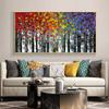 Abstract Tree With Colorful Leaves Oil Canvas Painting Thick Palette Knife Posters And Prints Wall Art Home Decor No Frame No Frame