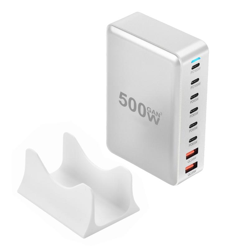 500 Вт Настольные GaN Зарядные Устройства 6 USB C 2 USB A Зарядная Станция Настольный Мультипорт для Быстрых Зарядных Устройств Адаптер Питания для Ноутбука