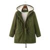 Womens Warm Fleece-Lined Hooded Cotton Coat Mid-Length Straight Fit Winter Daily Wear