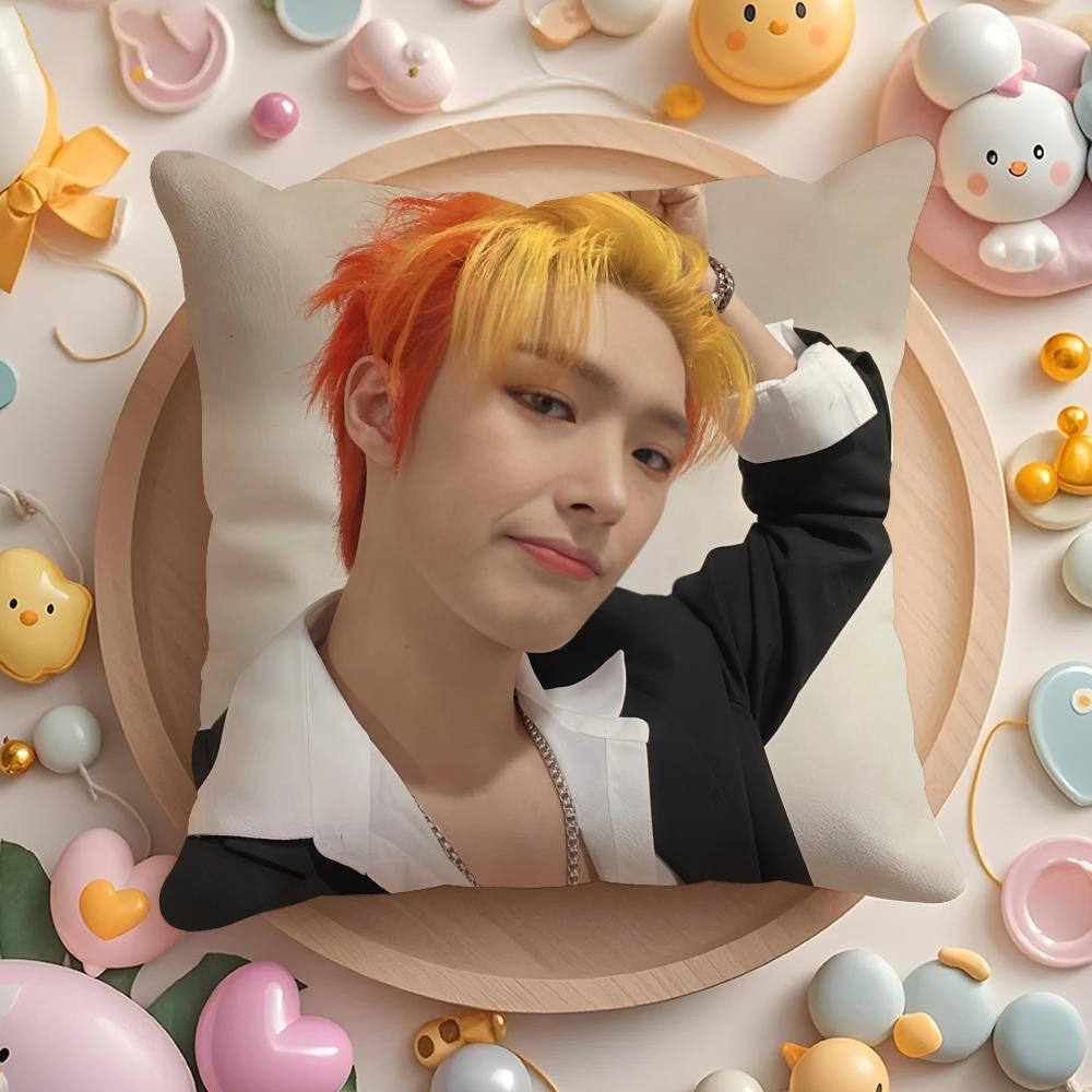 MMingi AAteez Idol Cushion Cover Plush Fabric Soft DoubleSided Printed Sofa Warm Winter Home Gift Pillow Cover