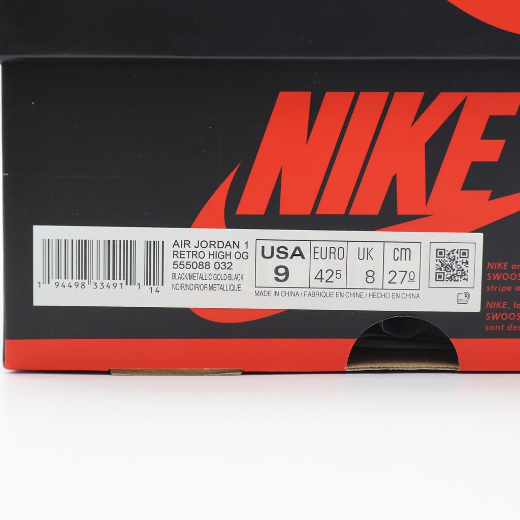 555088-032 Nike Air Jordan 1 Retro High OG Черный Металлик Золотой Лакированный (Мужской)
