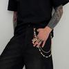Pants Chain Faux Pearls Metal Flower Decor Wallet Chain Multi-layered Design Hip-hop Style Wallet Chain Wearable Art Accessory