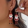 Cute Enamel Santa Claus Dangle Earring For Women Exquisite Imitation Pearl Red Zircon Long Leg Design Drop Earring Party Jewelry