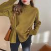 Women's Half Turtleneck Sweater - 2025 Autumn/Winter Fashion, Loose Fit, Versatile, Slimming, Split-Knit Design