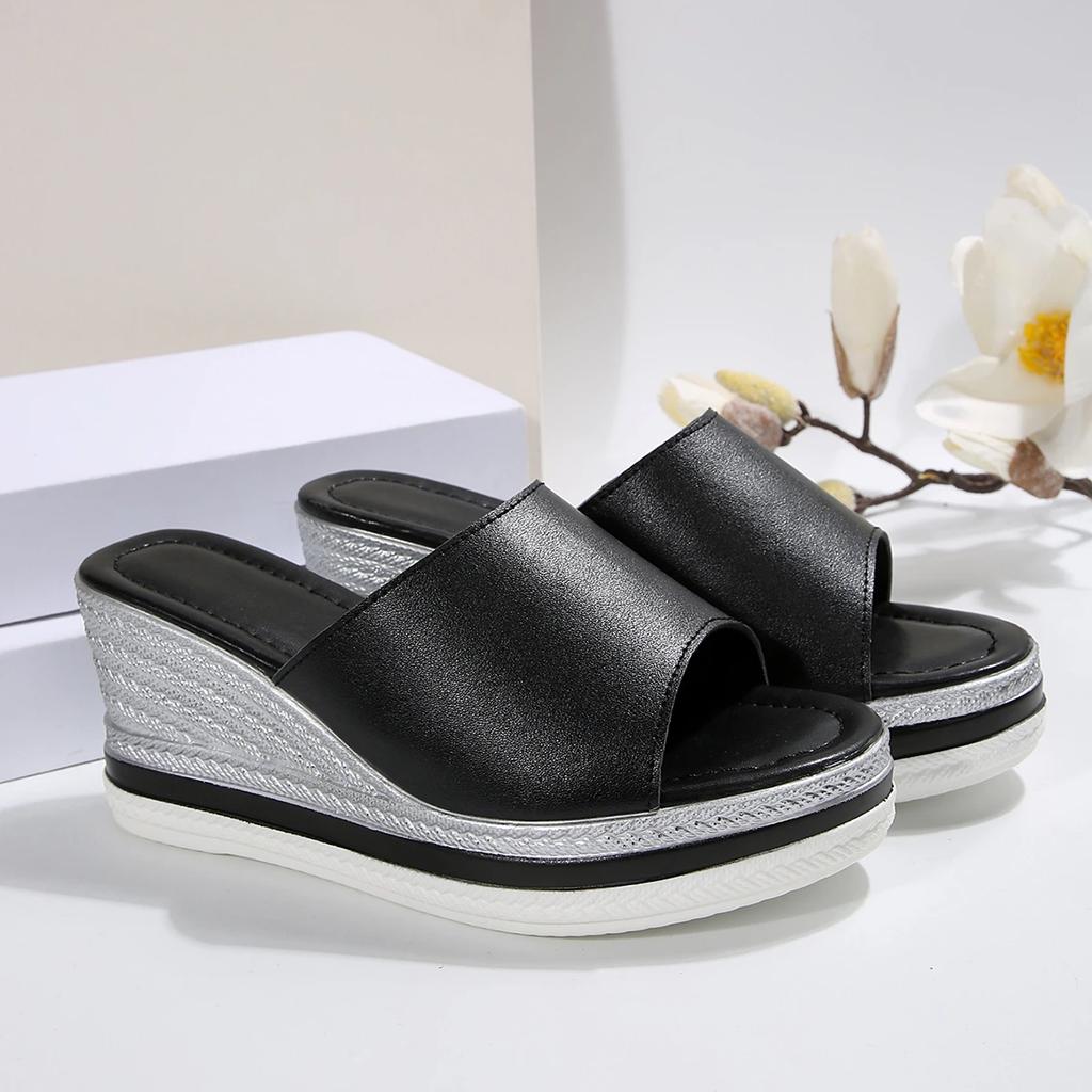 Модные классические шлепанцы на ремешке из полиуретана для женщин 2025 лето дизайнерский бренд массивная платформа клиновидный каблук слайды сексуальные богемные пляжные сандалии