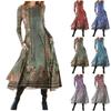 Women's Fashion Casual Printed Round Neck Pullover Slim Fitting Long Sleeve Dress
