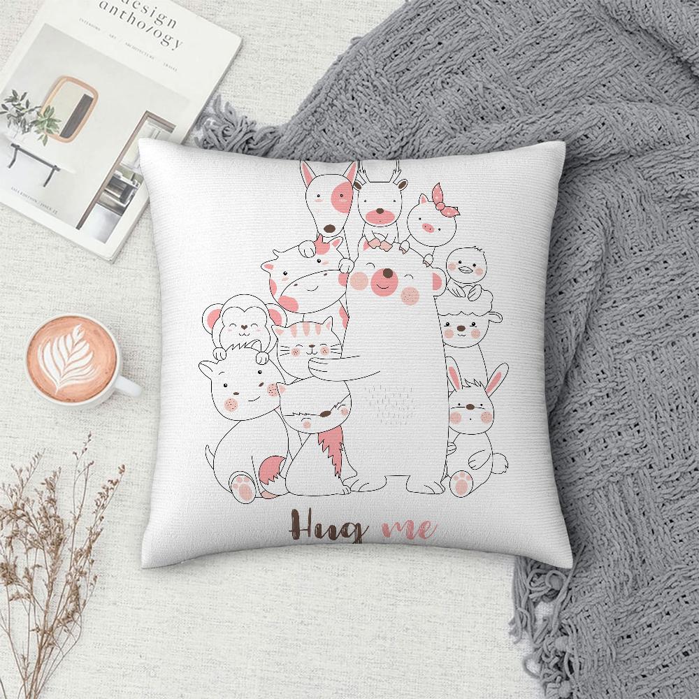 Cartoon Cute Animals Pillow Case Sofa Decorative Home Double-sided Print Plush Square Throw Pillow Covers Cushion Decor Cover