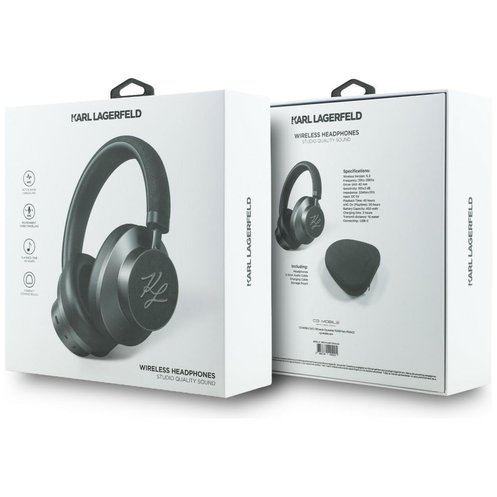 Karl Lagerfeld Grained Initials Bluetooth ANC Over-Ear Headphones Black