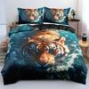 Tiger rose quilt set three-piece 3D digital printing animal kit bedding