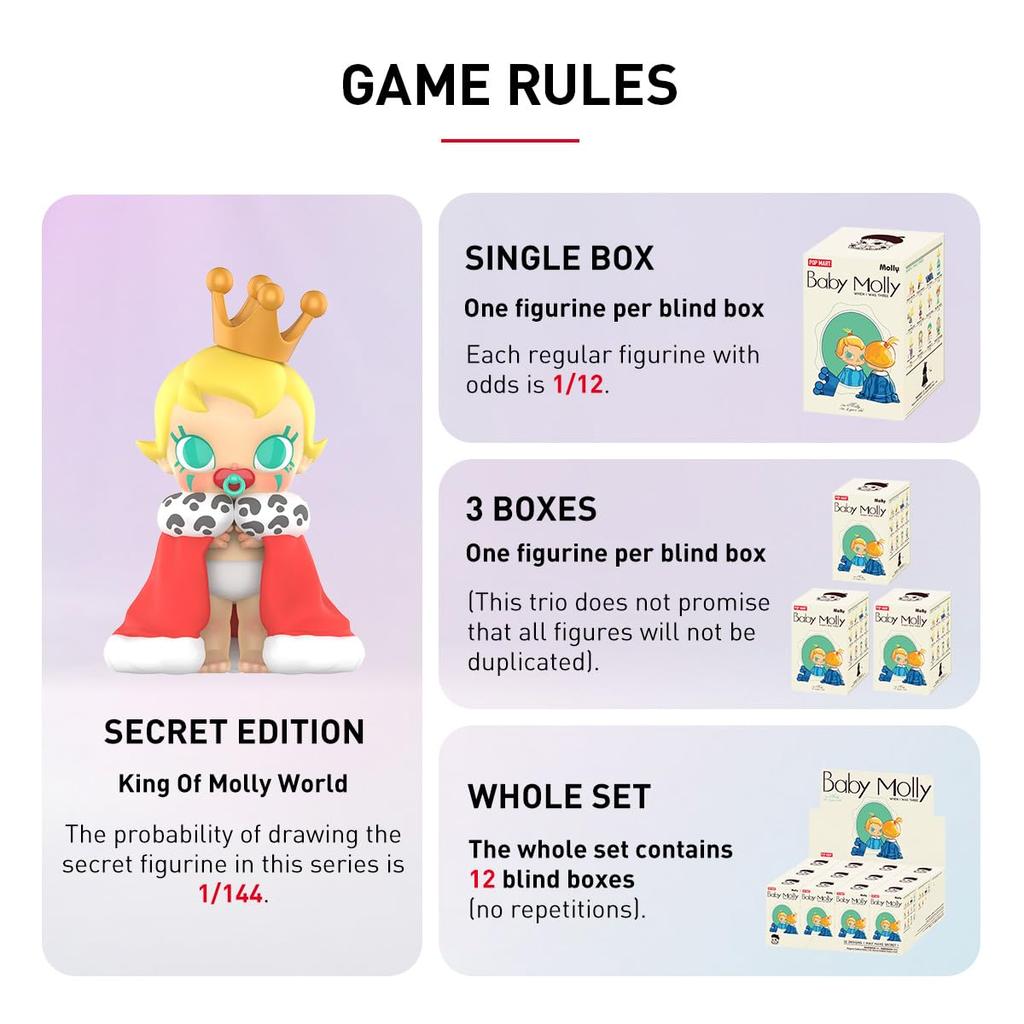 POP MART Baby Molly When I was Series Popmart Gacha Gacha Blind Box Figure Пластиковая модель Премиум-игрушка Мягкий винил ПВХ Оригинальный персонаж День рождения