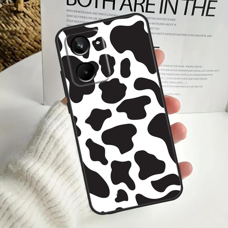 White Black Cow Print For Realme GT Neo 5 GT5 9 10 11 12 Pro Plus C30 C31 C33 C35 C25s C21Y C51 C55 C67 C53 Case
