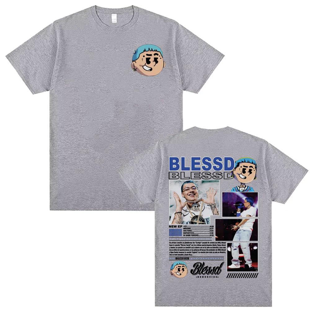BLESSD BENDECIDO Tour 2025 Merch Rapper T-Shirt, Men's and Women's Clothing, High Quality Harajuku Hip Hop Cotton T-Shirt
