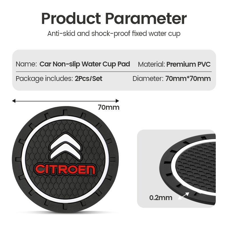MGHK6 Car Coaster Water Cup Bottle Holder Anti-slip Pad Mat For Citroen C3 C5 AIRCROSS C5X C4 Cactus e-C4 X e-C3 Berlingo C-Elysee C1