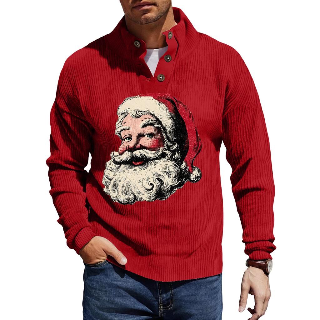 Мужская вельветовая рубашка на пуговицах с рождественским принтом