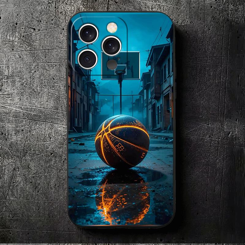 Баскетбольное кольцо Спорт Мягкий чехол для телефона для iPhone 16 16E 17 Air 15 Pro Max 14 Plus 13 Mini 11 12 7 Черная задняя крышка