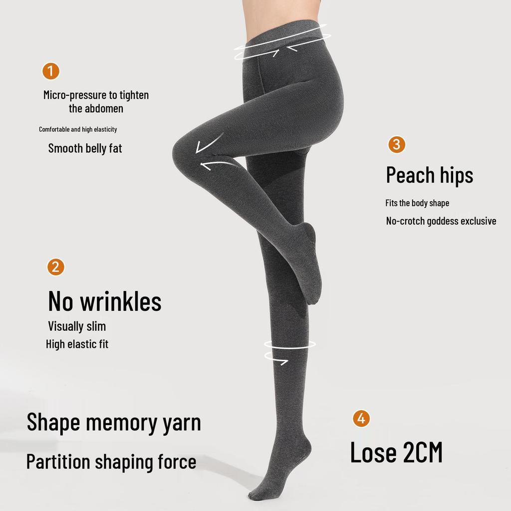 Очень длинные женские колготки из плюшевого бархата - Утягивающие, микро-давление и без провисания ластовицы для осени/зимы