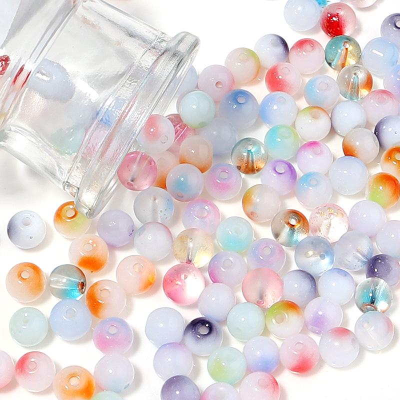 50 шт. Блестящие круглые стеклянные бусины 8 мм Разноцветные Lampwork Свободные Разделители Бусины Для Изготовления Украшений Поделки Своими Руками Браслет Аксессуары