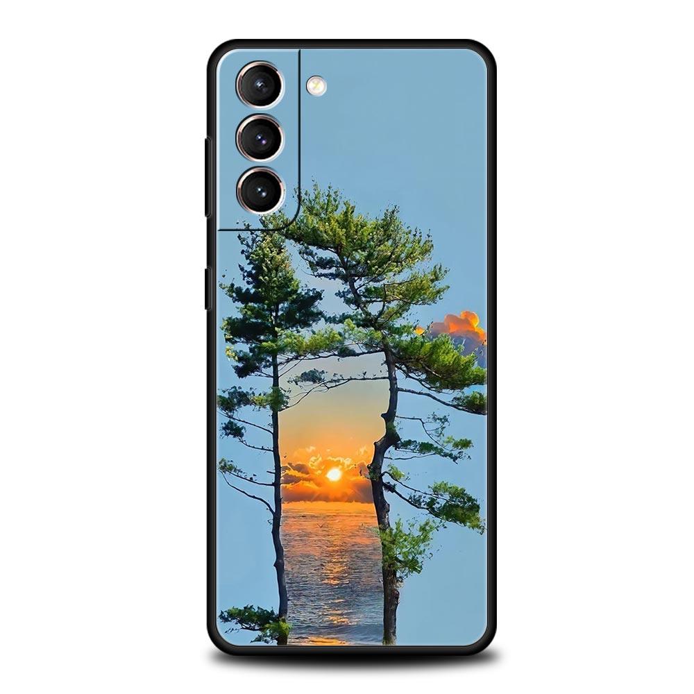 Cute Art Pretty Indie Hot Pink Phone Case For Samsung Galaxy S24 S23 Ultra S22 S21 S20 FE 5G S10 S10E S9 Plus S8 Black Cover