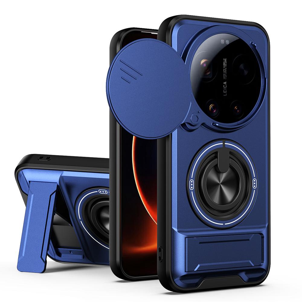 KEYSION Магнитный Чехол для Телефона для Xiaomi 17 Ultra 5G Защита Сдвижной Камеры Вертикальная Подставка 360 Кольцо Ударопрочная Задняя Крышка
