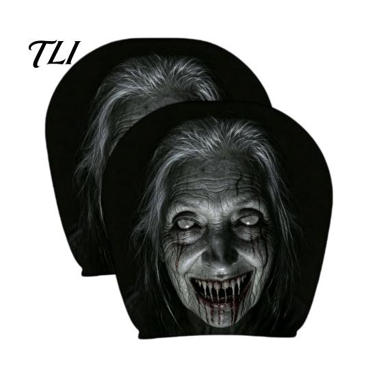 Fashionable Car Interior Decor 2Pcs Halloween Headrest Covers, Creepy Ghost Face Seat Durable Protector Protector, Breathable Auto for SUV Truck