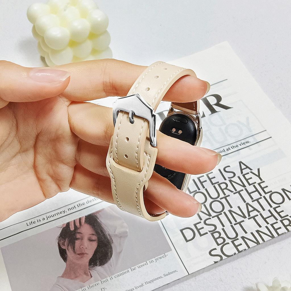 Ремешок для часов Xiaomi Smart Band 9 NFC/9/8 NFC/8 из микрофибры с кожаным ремешком и серебряной пряжкой