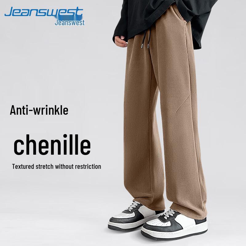 Jeanswest Men's Chenille Loose Fit Straight Leg Trousers