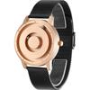 EUTOUR Men's Magnetic Watch with Ball Bearing Design, Quartz Movement, Minimalist Casual Design, Waterproof, 40mm, Rose Gold Dial, Black Stainless Ste