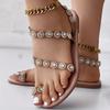 Женские сандалии на плоской подошве со стразами, туфли без шнуровки в стиле бохо, повседневные летние сандалии