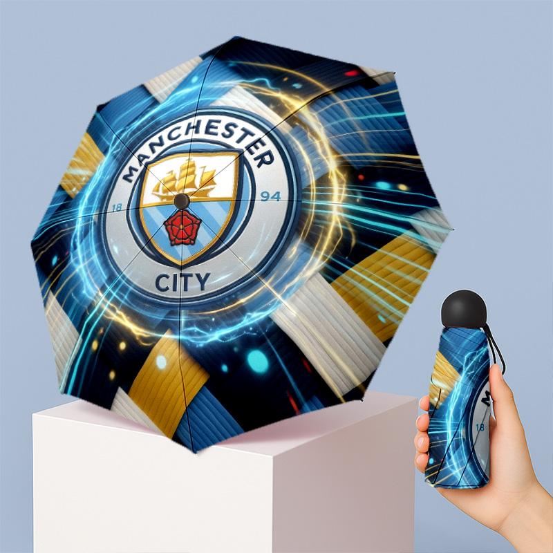 Мини-зонт Manchester City с принтом, 5 сложений, 8 спиц, компактный, ветрозащитный, водонепроницаемый, легкий, портативный, складной