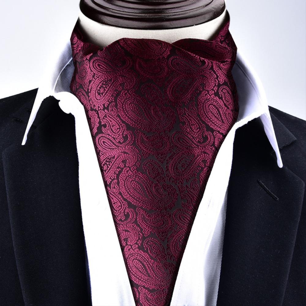 Floral Pattern Ascot Tie Paisley Polka Dot Self Tie Vintage Cravat Tie  Wedding Party