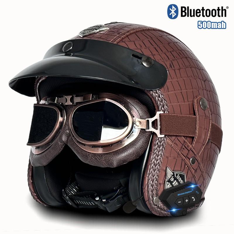 3C Certified Retro Style 3/4 Motorcycle Helmet Men Women ABS Half With Bluetooth Compatible Visor Options