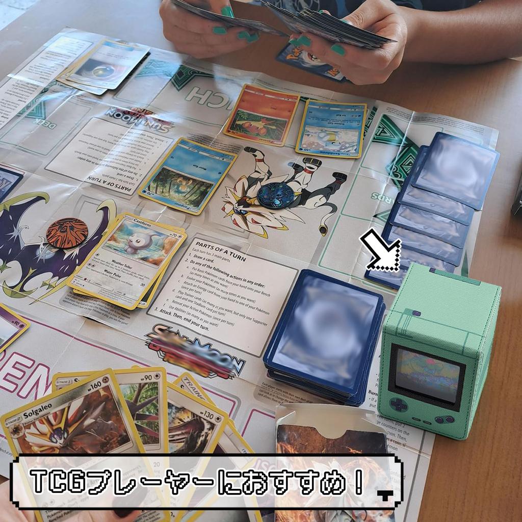 Кейс для колоды игровых карт с Оши Вмещает 100 протекторов для игровых консолей Вертикальный Два милых кейса, Окно, Карты, Форма, Совместимость с двойными/тройными протекторами, Хранение,