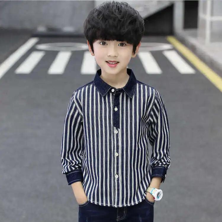Boys' Shirts Spring and Autumn Fashion Striped Shirts, Children's Handsome Children's Clothing Tops