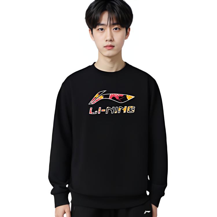 Li Ning Толстовки Унисекс Черные С Круглым Вырезом Утепленные Обычные AWDVG95-1
