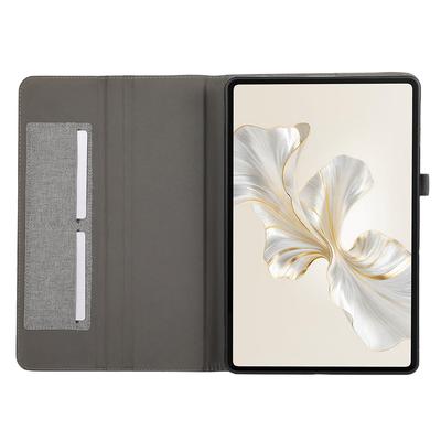 Для Honor Pad 9 Кожаный чехол Тканевая текстура Обложка для планшета Подставка с держателем для карт