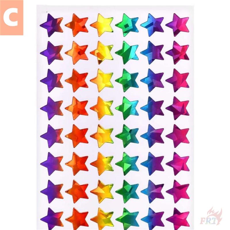 10Sheets/Set Laser Gradient Colorful Shapes - Star / Love Heart / Round Dot DIY Kids Rewards Stickers