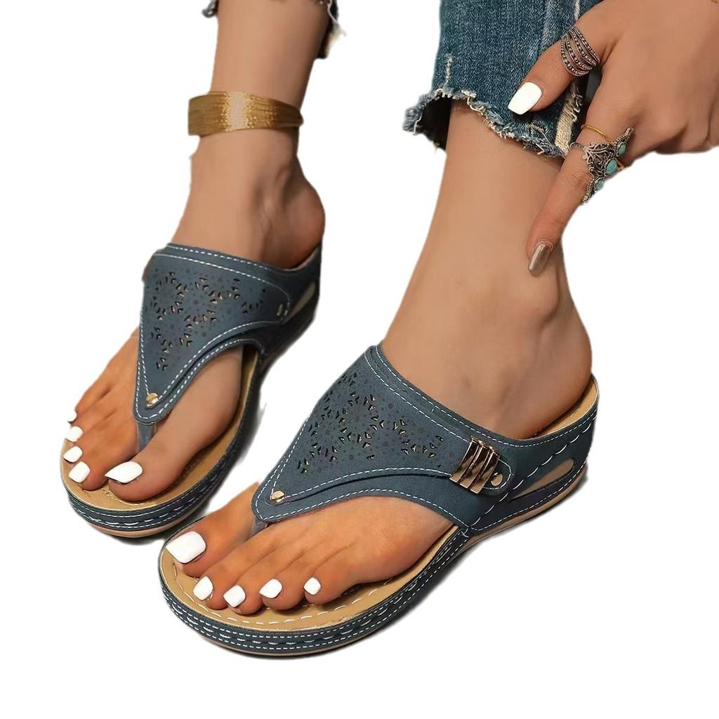 Elegant Women's Slipper Sandals - Purple Faux Over Gold Bead Embellishment, Comfortable Mid Heel, Round Toe Design, Easy To Slip On