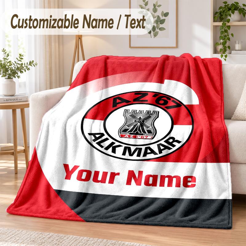 Custom Text Flannel Blanket AZ Alkmaar Print Warm Cozy Blanket Home Sofa Bedding