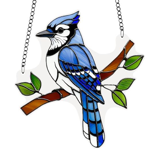 Colorful Bird Acrylic Hanging Decoration Indoor Outdoor Garden Yard Window Wall Hanging Stained Glass Effect Bird Ornament Suncatcher Sign