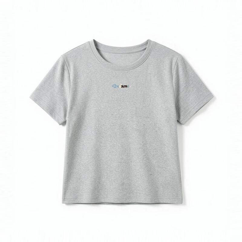 Di Sha Girls' Letter Embroidered Short-Sleeve T-Shirt