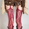 Gothic Punk Lace Floral Tights Solid Color Women Sexy Stockings Hollow Out Mesh Fishnet Pantyhose Lolita Sweet Girls Long Sock