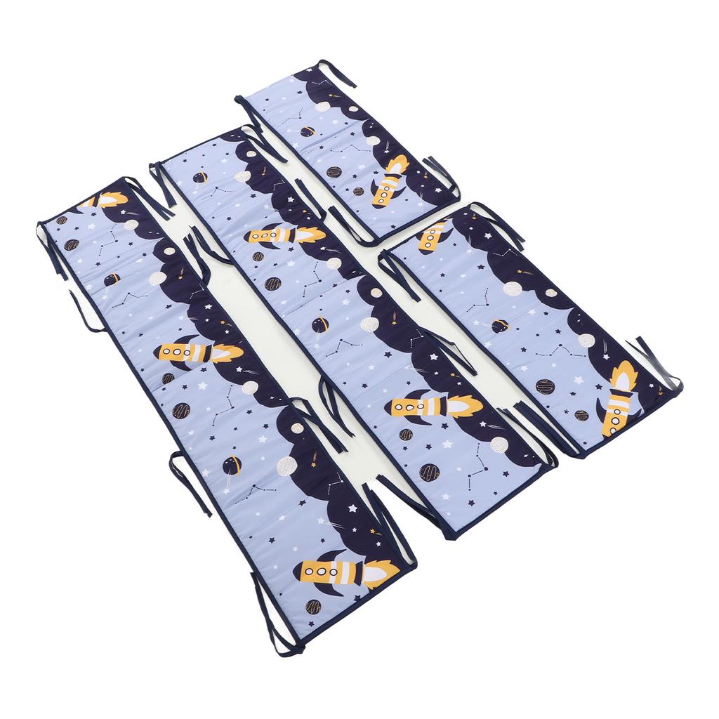 Crib Liner Four Sided Cute Printed Soft Breathable Crib Bumpers Pads for Newborn Toddler Style 2