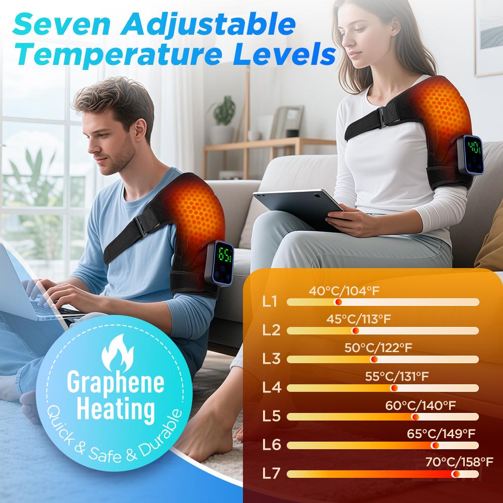 APP Detachable Controller Shoulder Massager,Cordless Heating Vibration Massage Belt,Knee Pad Shoulder Brace,Muscle Joint Relax