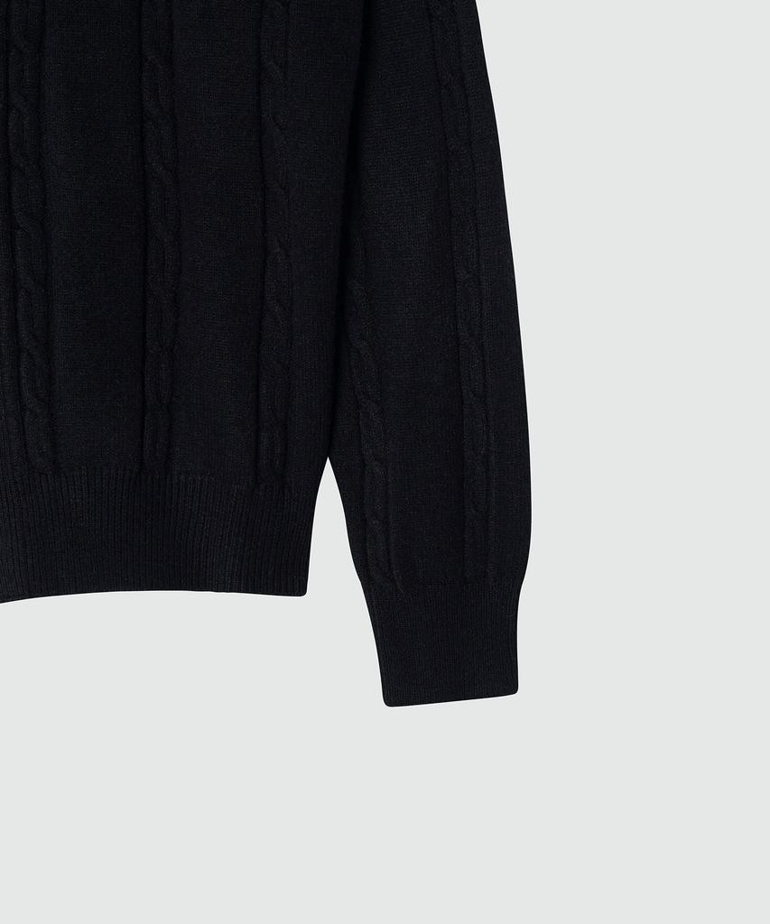 EZIO Cable Button-Up Collar Cardigan_Black