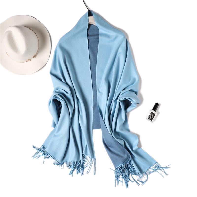 2024 European And American New Solid Color Versatile Autumn/Winter Double Color Imitation Cashmere Scarf Women'S Warm Big Shawl Neck